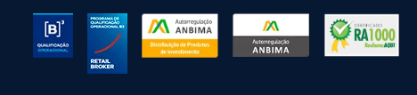 Selos: Qualificação Operacional B3, Retail Broker, Distribuição de Produtos de Investimento Anbima, Autorregulação Anbima, Certificado RA1000